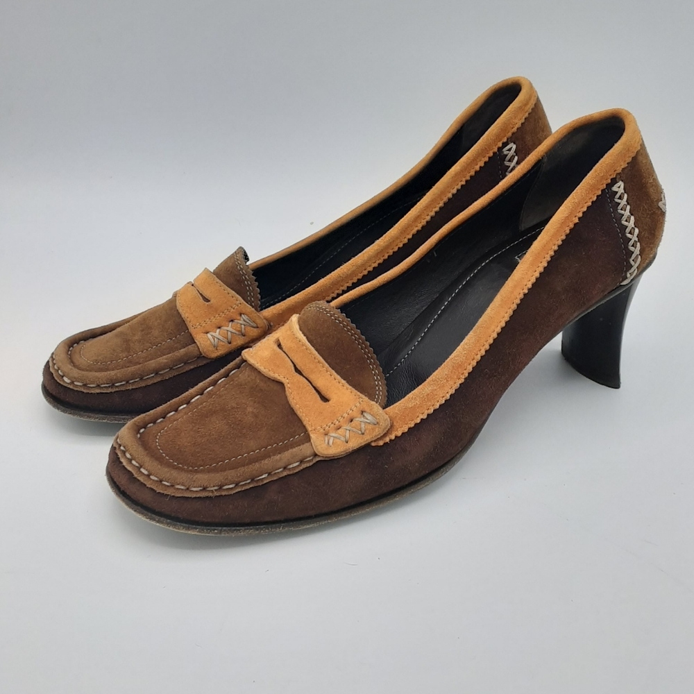 Goffredo Fantini Suede Oxford Style Heels.